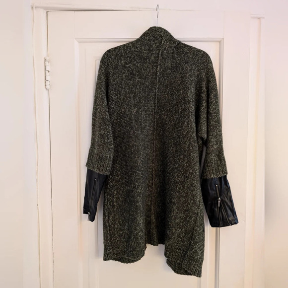 Karl Lagerfeld Khaki & Faux leather  cardigan Medium - Picture 7 of 8